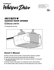 Chamberlain Whisper Drive Security 248754 Manuals