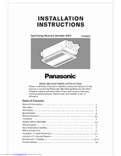 Panasonic FV-04VE1 Manuals