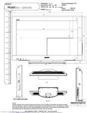 sony television lcd bx bravia kdl dimensions series tv pages diagram