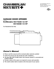 Chamberlain Hd150dm 1 3 Hp Owner S Manual Pdf Download