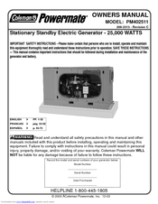 Coleman Powermate PM402511 Manuals