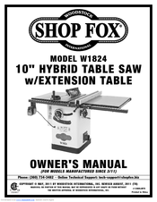 Shop Fox W1824 Owner S Manual Pdf Download