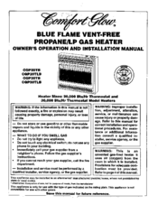 Desa Comfort Glow Cgp20tlb Owner S Operation And Installation