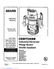 Craftsman 315.275110 Manuals