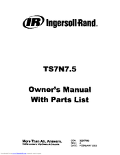 Ingersoll Rand Ts7n7 5 Owner S Manual With Parts List Pdf