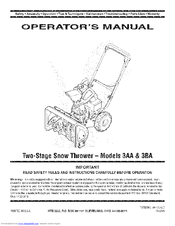 Manual For Mtd Snowblower Model #31ae6mkh500