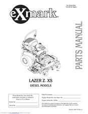 Exmark Lazer Z Xs Parts Manual Pdf Download Manualslib