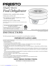 Presto Dehydro Digital Electric Food Dehydrator Manuals