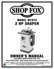 Shop Fox W1674 Owner S Manual Pdf Download Manualslib