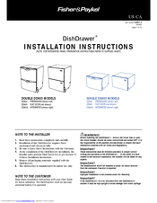 Fisher Paykel Dishdrawer Dd603i Integrated Manuals Fisher Paykel Dishdrawer Dd603i Integrated Installation Instructions Manual
