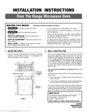 Frigidaire Fgbm185kf Microwave Manuals Frigidaire Fgbm185kf Microwave Installation Instructions Manual 24 Pages Over The Range
