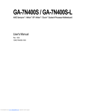 Gigabyte Processor Motherboard Ga 7n400s L User Manual Pdf Download