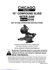 Chicago Electric 98199 Manuals Chicago Electric 98199 Set Up And Operating Instructions Manual 23 Pages 10 Compound Slide Miter Saw
