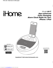 Ihome IA17 Manuals