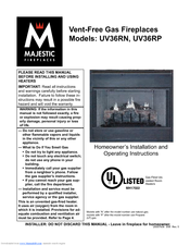 Majestic Fireplaces Uv36rn Manuals