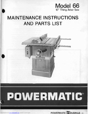 Powermatic 66 Manuals