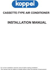 Koppel Cassette Type Air Conditioner Installation Manual Pdf Download Manualslib
