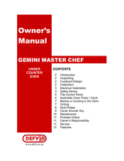 Defy GEMINI MASTER CHEF Manuals gemini panel wiring diagram 