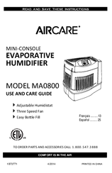 Aircare ma0800 manuals.