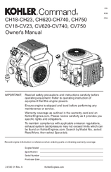 Kohler Command Pro Ch740 Manuals Kohler Command Pro Ch740 Owner S Manual