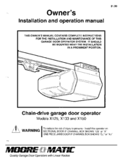 Moore O Matic X133 Manuals