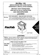 Pentair MiniMax 100 Manuals