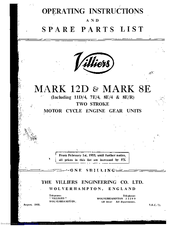 Villiers Mark 12d Operating Instructions And Spare Parts List