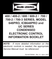 Sub-zero 700 Series Manuals