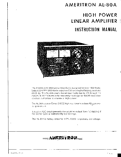 Ameritron AL-80A Manuals