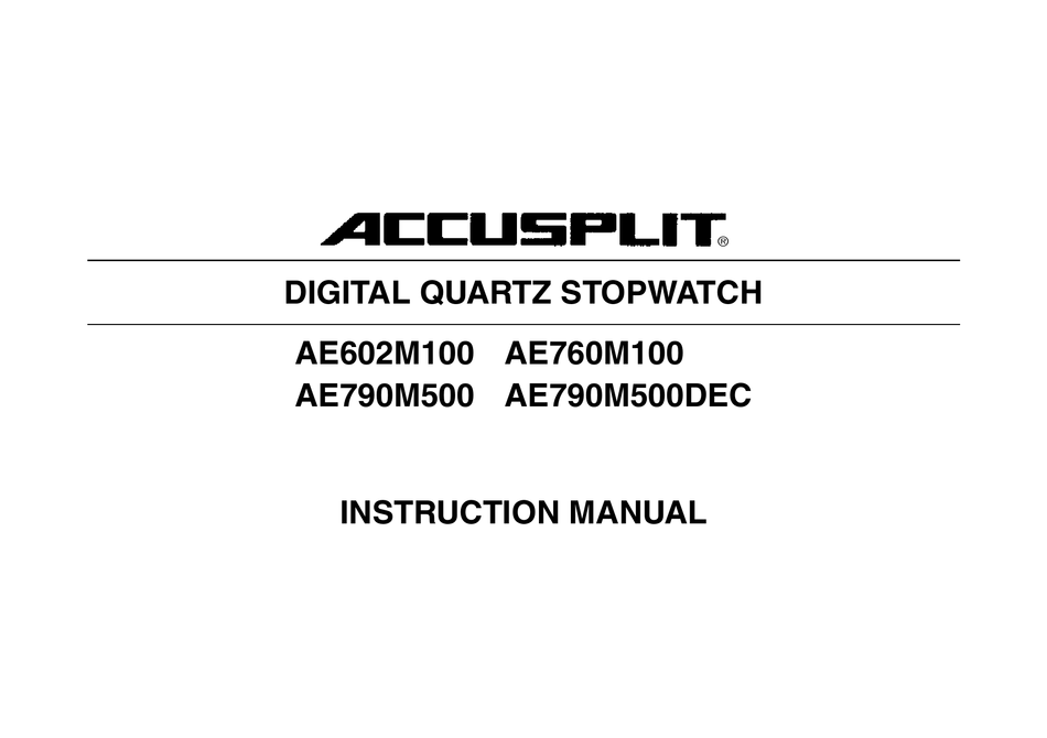 ACCUSPLIT 760M INSTRUCTION MANUAL Pdf Download | ManualsLib