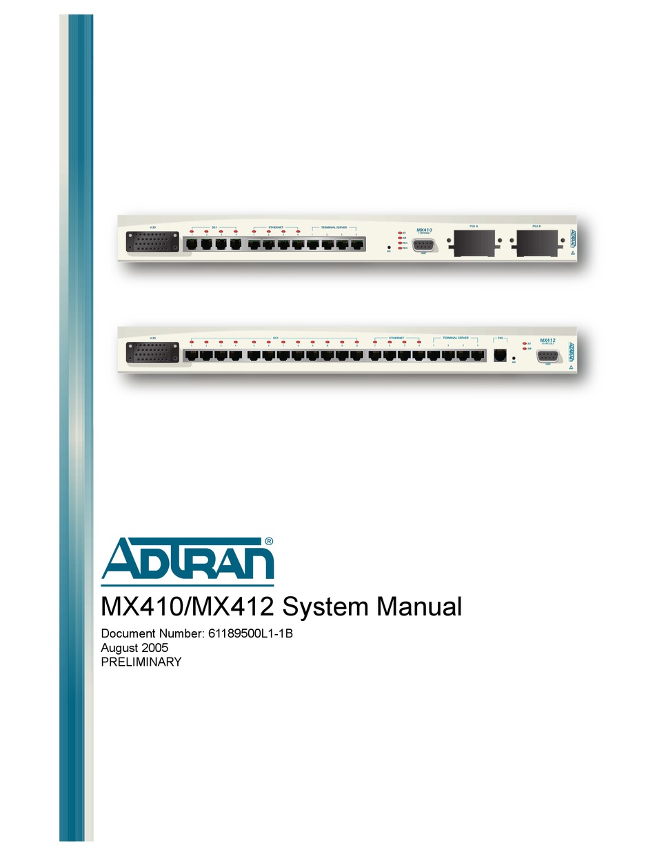 ADTRAN MX410 SYSTEM MANUAL Pdf Download | ManualsLib