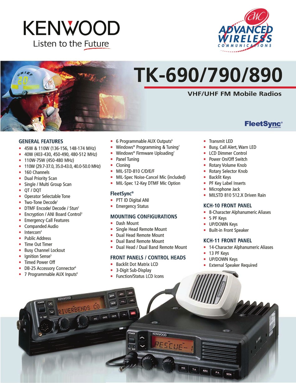 Kenwood TK-690H VHF-FM Transceiver Radio Only 40-50 MHz 110 Watts 