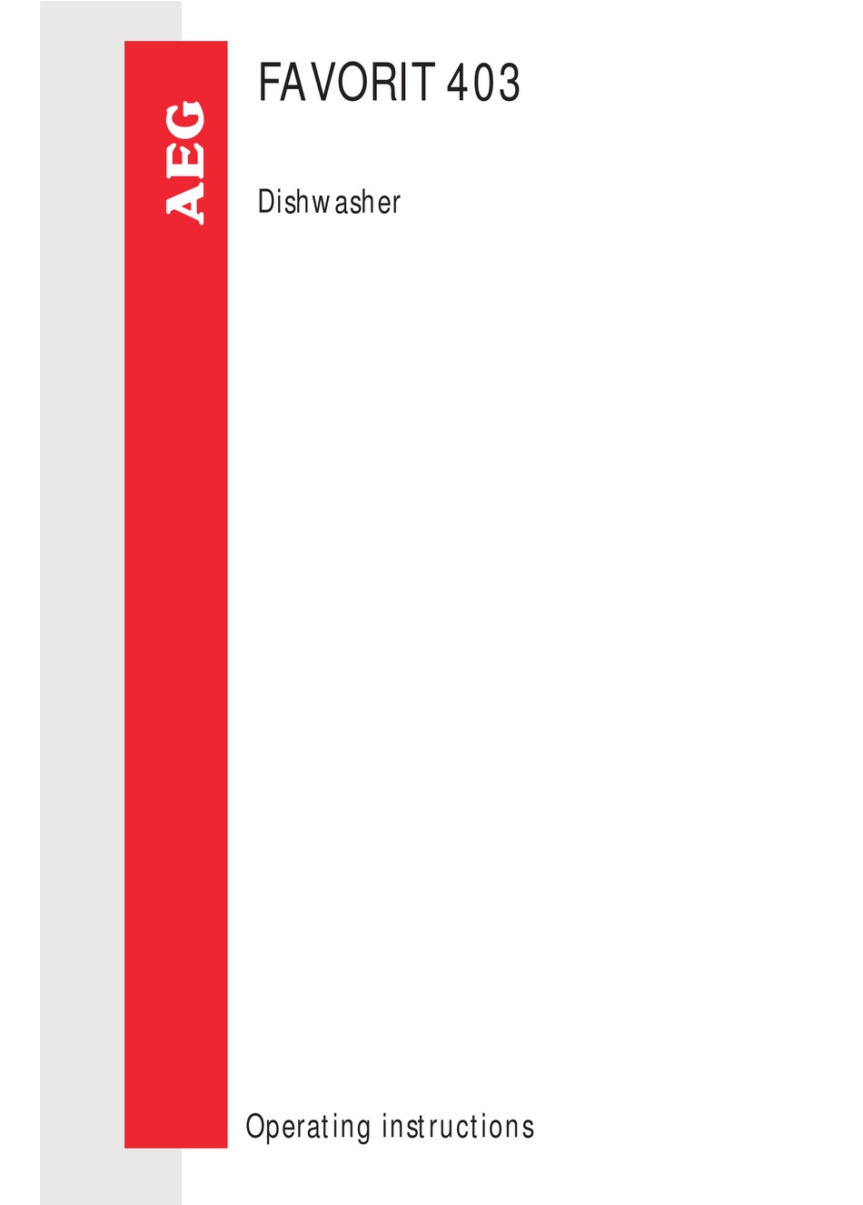 AEG Favorit Dishwasher Problems And Troubleshooting