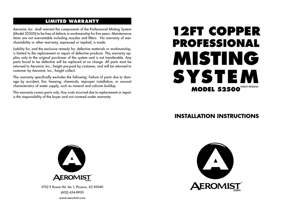 aero-mist-professional-misting-system-52500-installation-instructions-pdf-download-manualslib