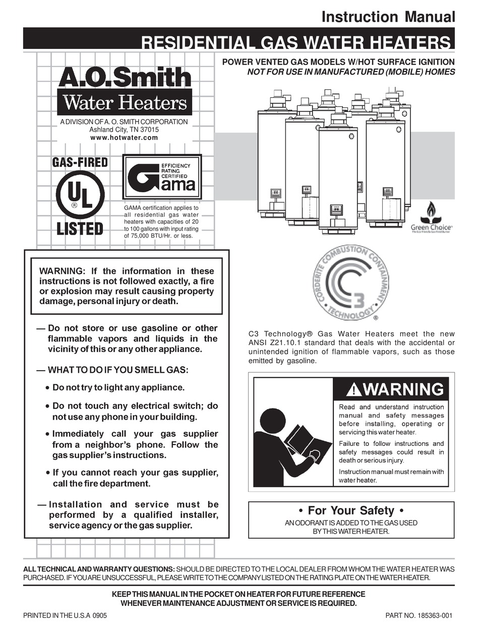 A.O. SMITH 185363001 INSTRUCTION MANUAL Pdf Download ManualsLib