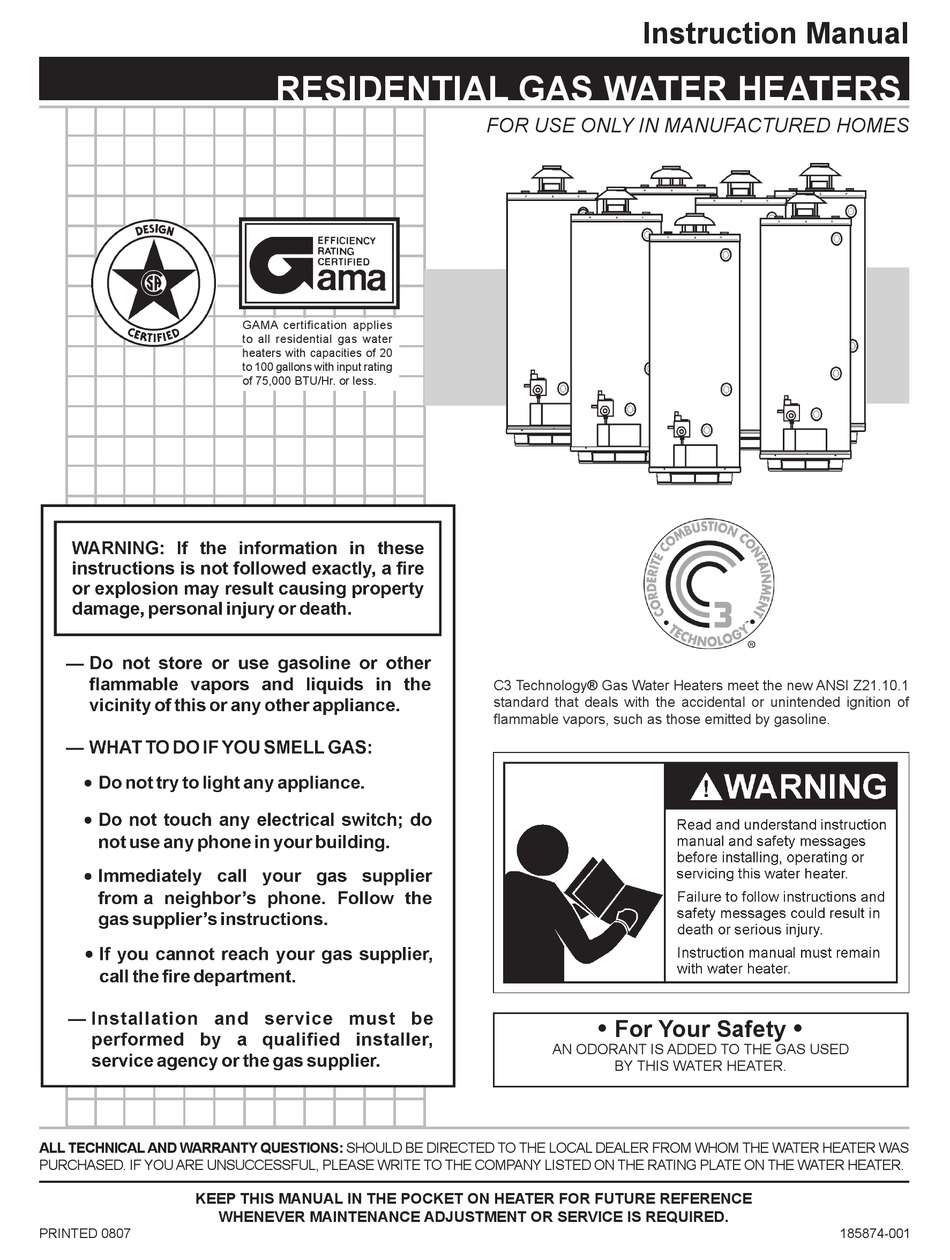 A.O. SMITH 185874001 INSTRUCTION MANUAL Pdf Download ManualsLib