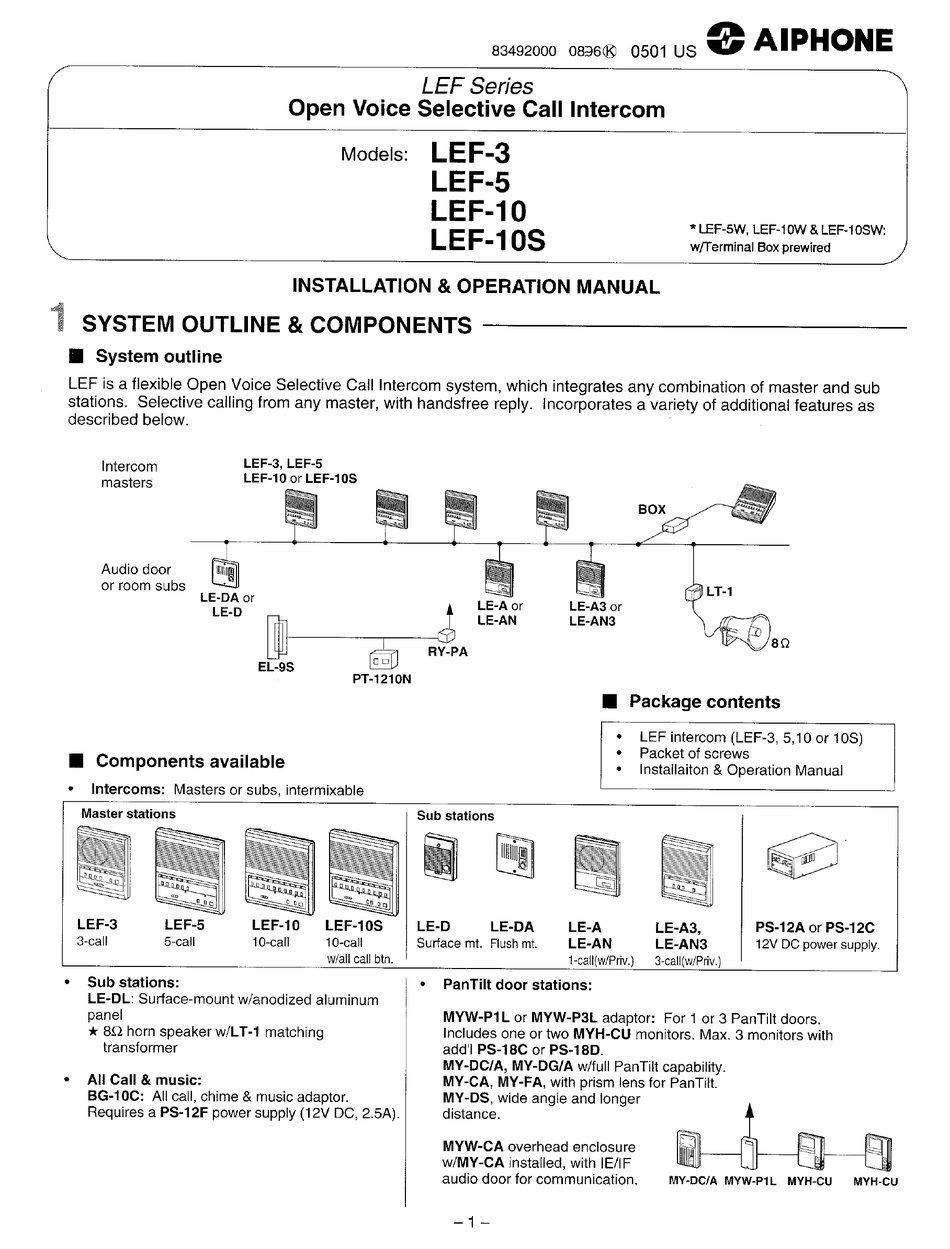 AIPHONE LEF-10 INSTALLATION & OPERATION MANUAL Pdf Download | ManualsLib Aiphone Intercom ManualsLib