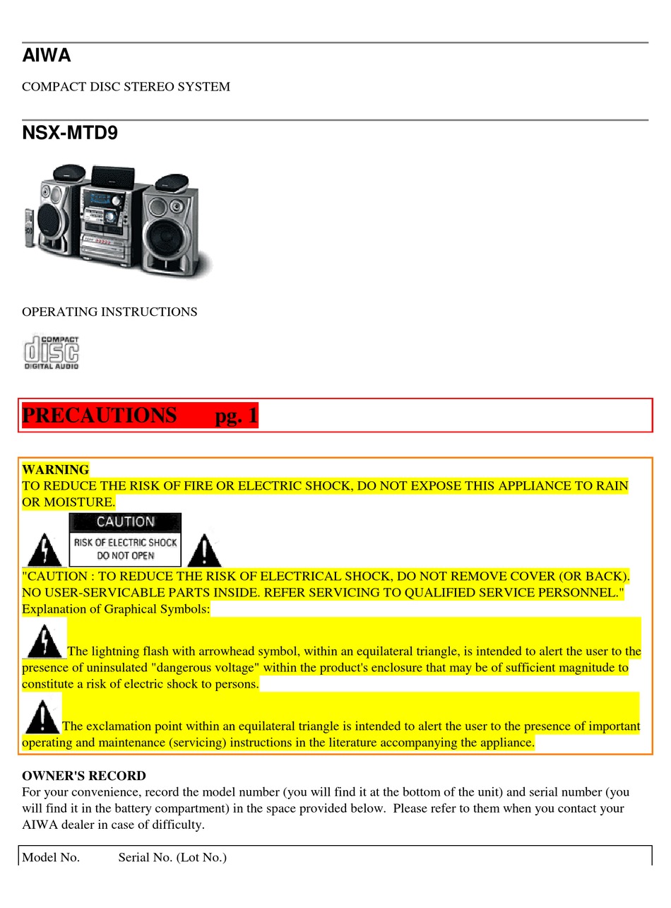 FAULT Aiwa AIWA NSX AVH8 inc RX NAVH8K amplifier & FD NH8 CD PLS READ FULL DETAILS 