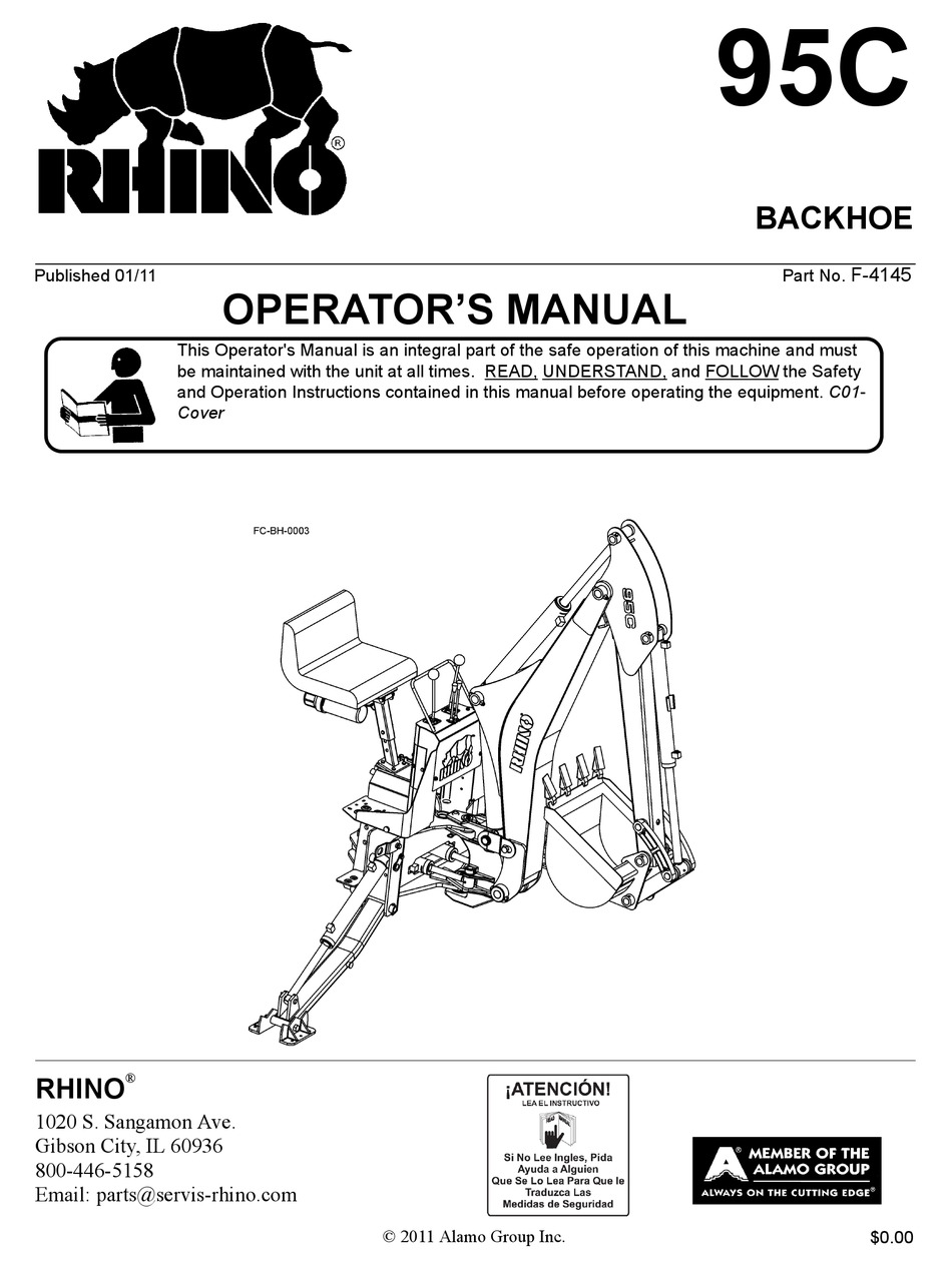 Rhino 95c Operator S Manual Pdf Download Manualslib