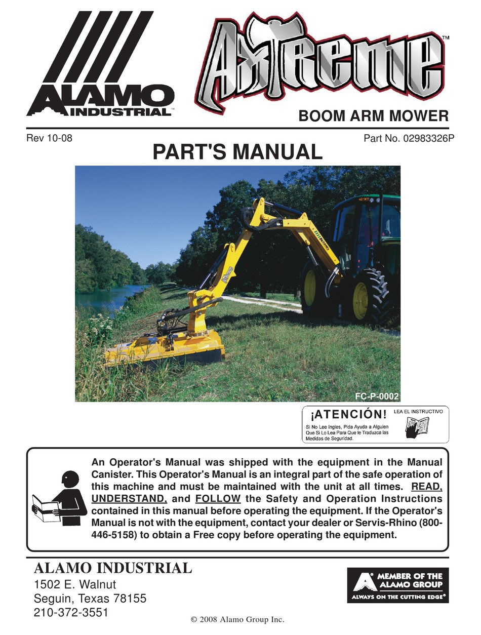 Alamo Industrial Axtreme 02983326p Parts Manual Pdf Download Manualslib