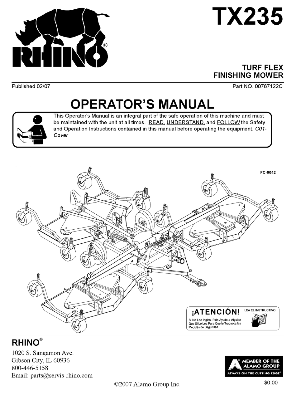 RHINO TX235 OPERATOR'S MANUAL Pdf Download ManualsLib