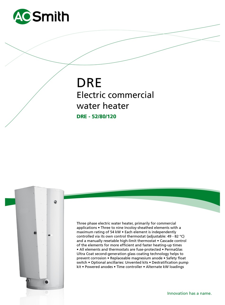 A.O. SMITH DRE 52/80/120 SPECIFICATIONS Pdf Download ManualsLib