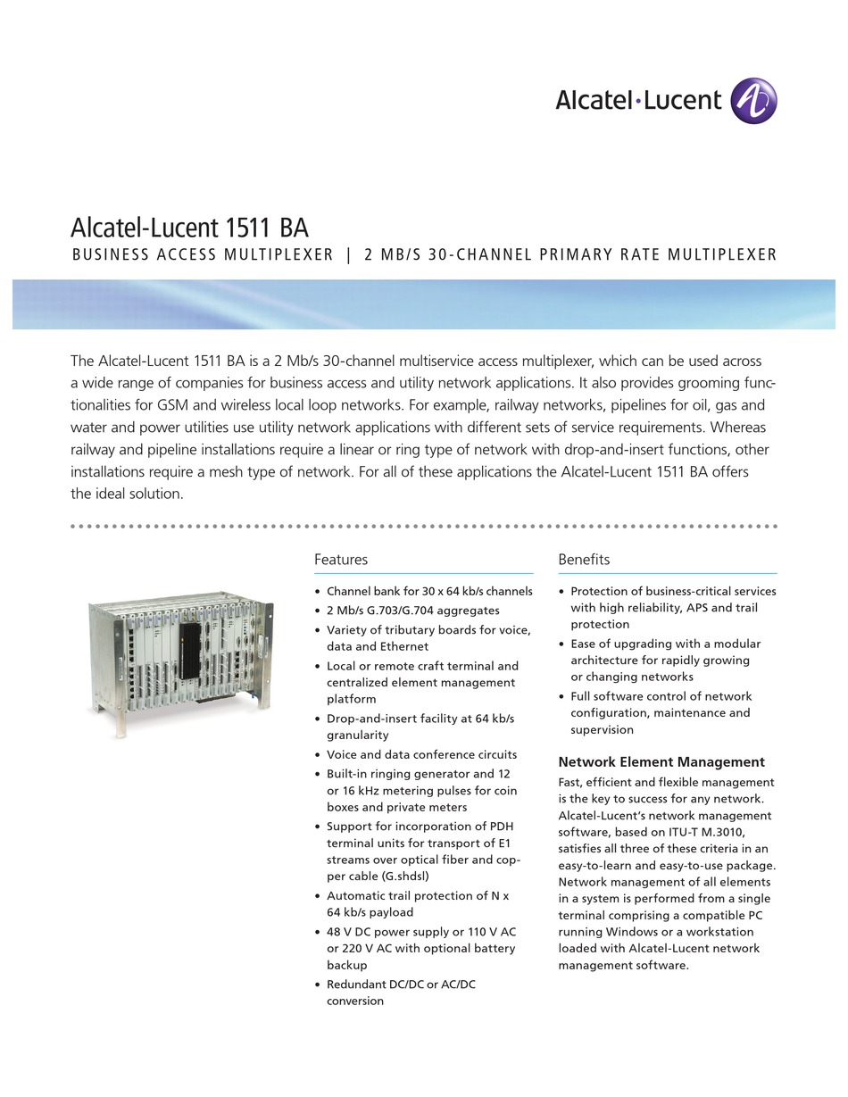 ALCATEL-LUCENT 1511 BA BROCHURE & SPECS Pdf Download | ManualsLib