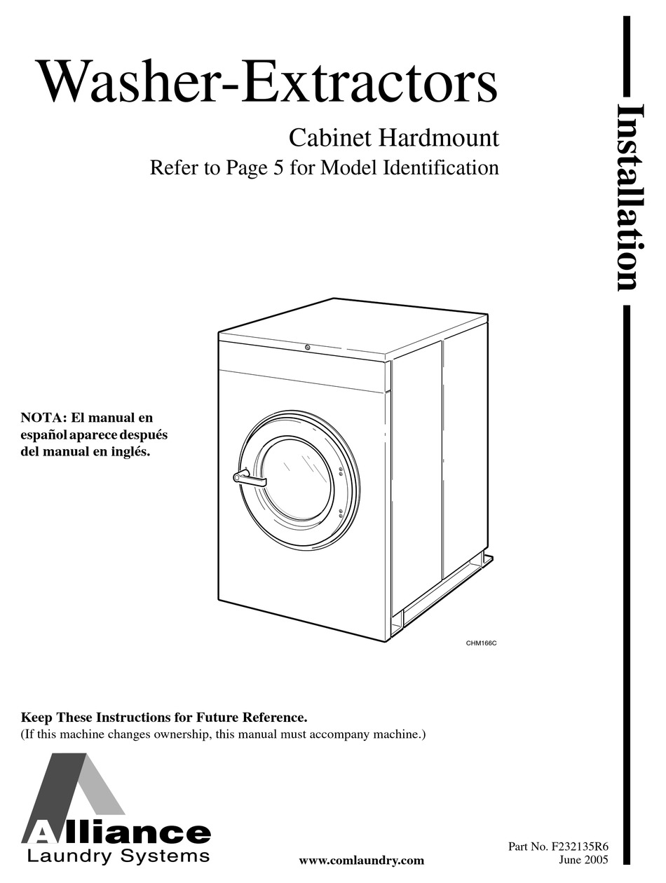 ALLIANCE LAUNDRY SYSTEMS WASHEREXTRACTOR INSTALLATION MANUAL Pdf