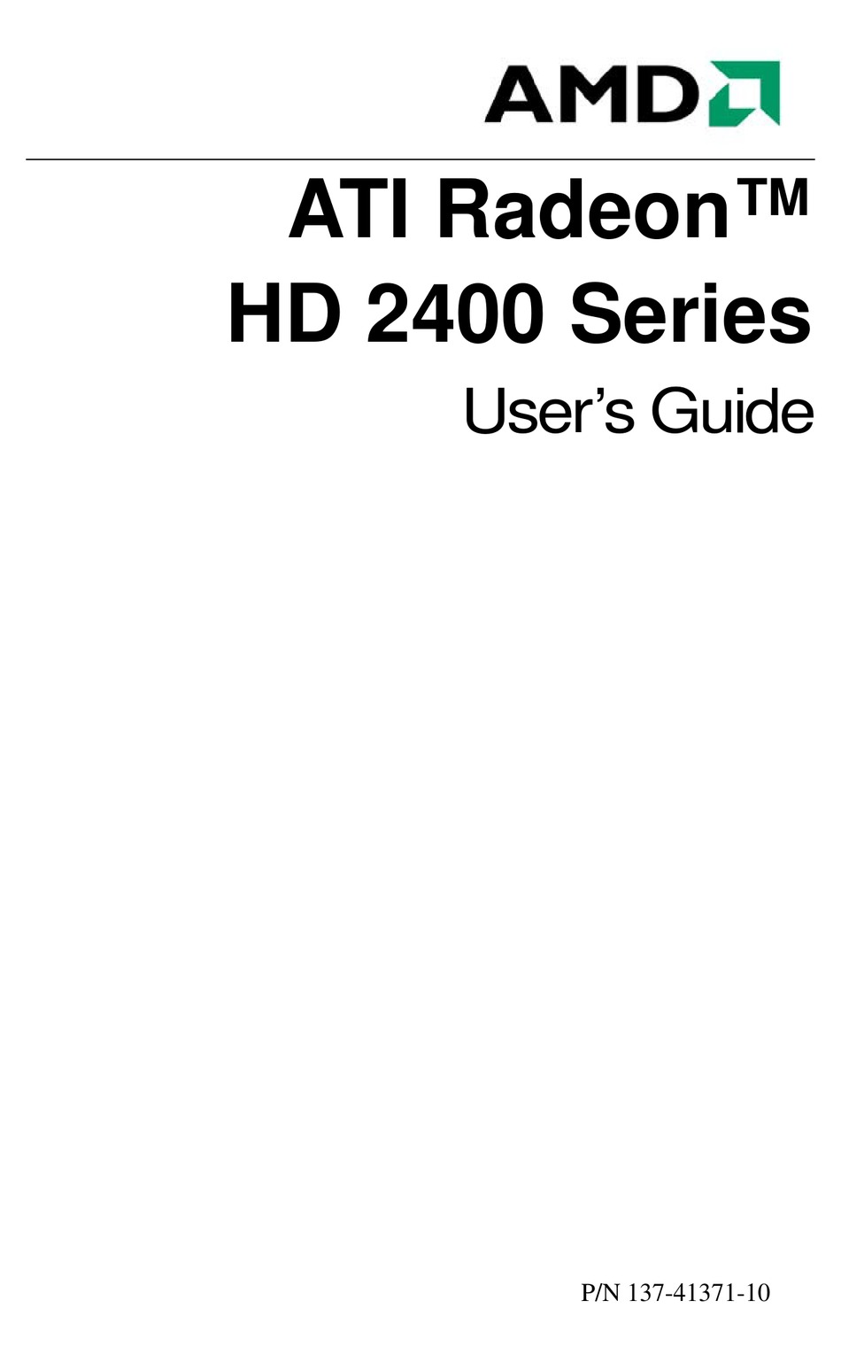 Amd Ati Radeon Hd 2400 Series User Manual Pdf Download Manualslib