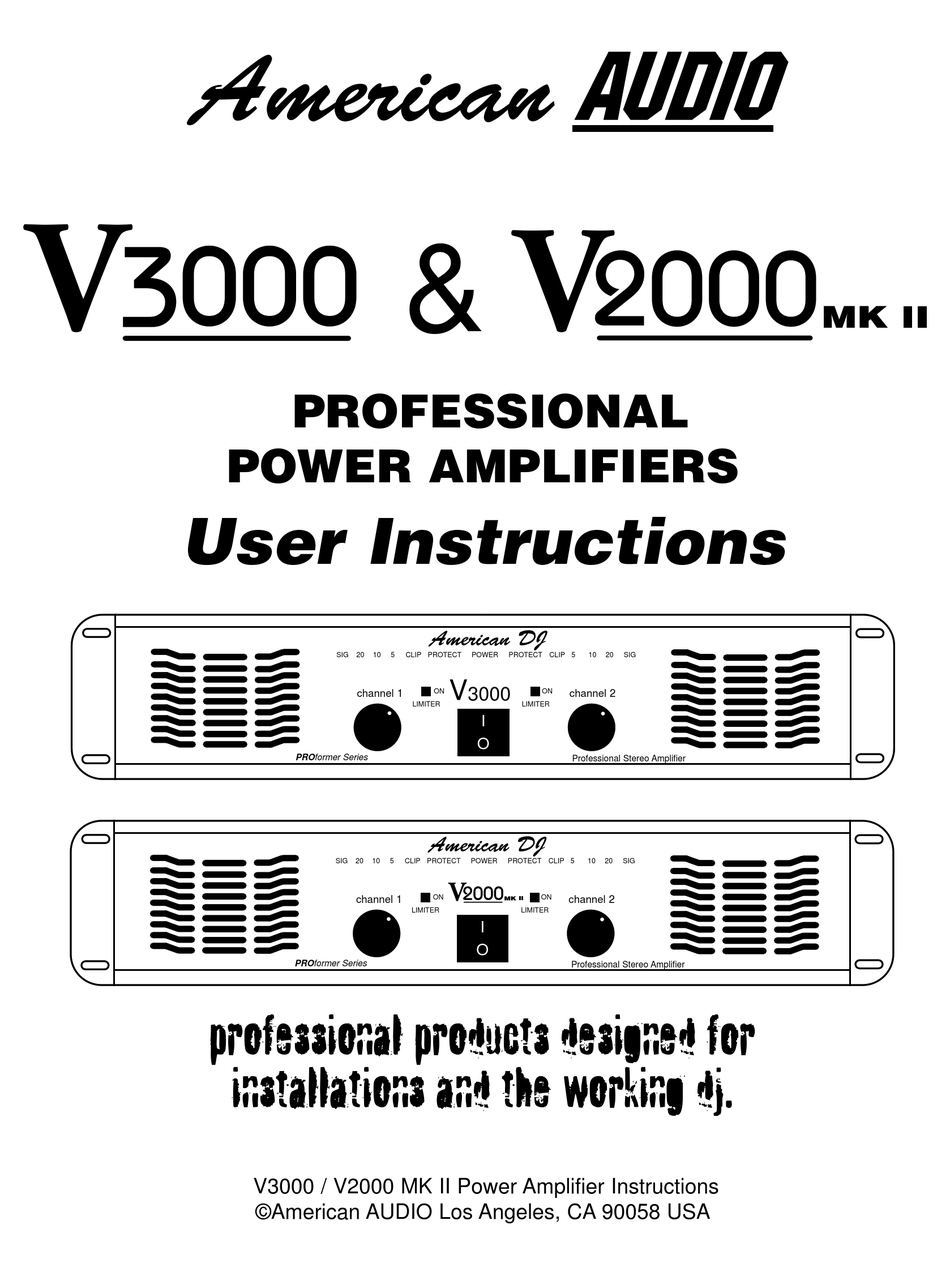 AMERICAN AUDIO V3000/V2000 USER INSTRUCTIONS Pdf Download | ManualsLib