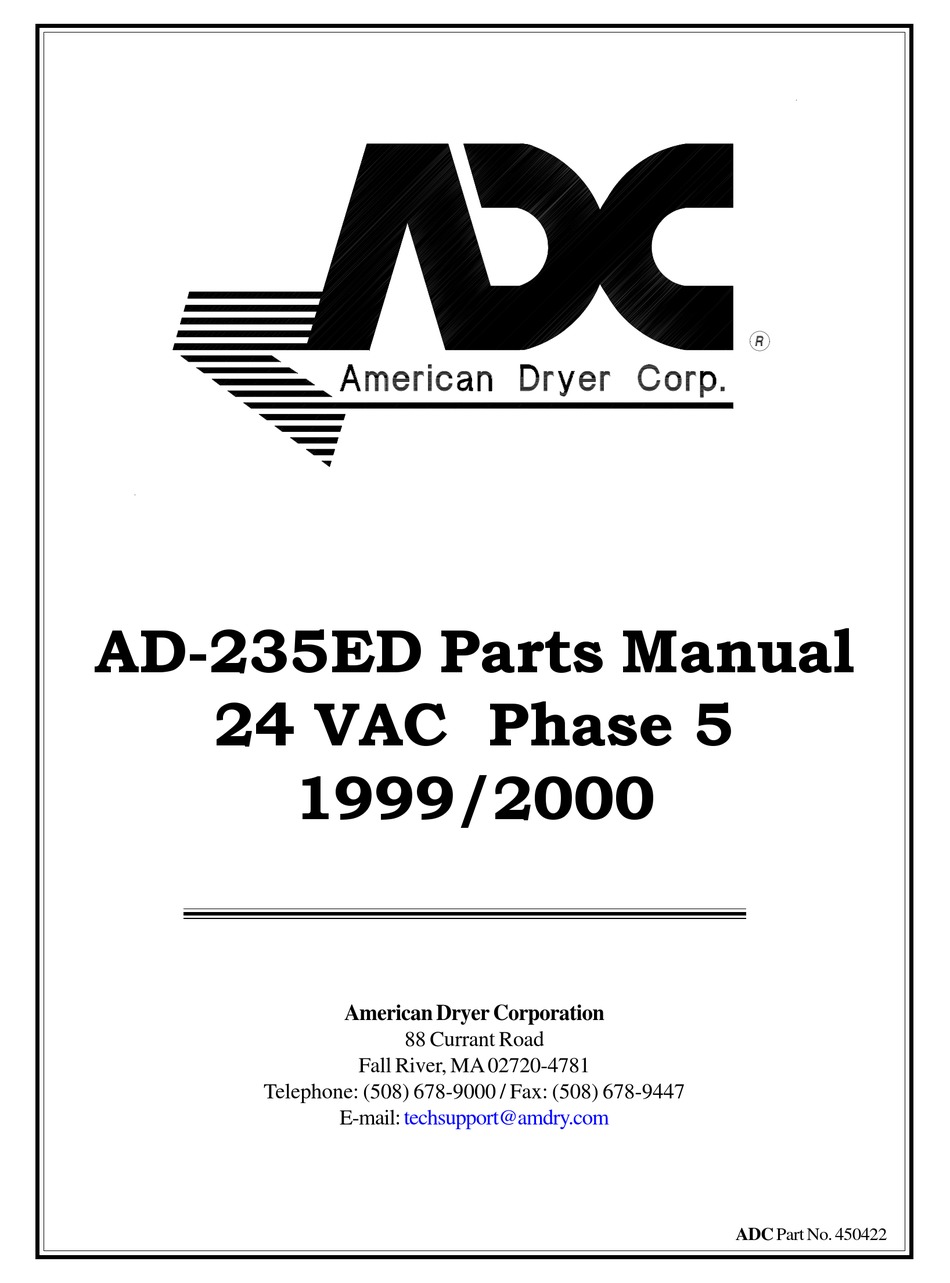 AMERICAN DRYER CORP. AD235ED PARTS MANUAL Pdf Download ManualsLib