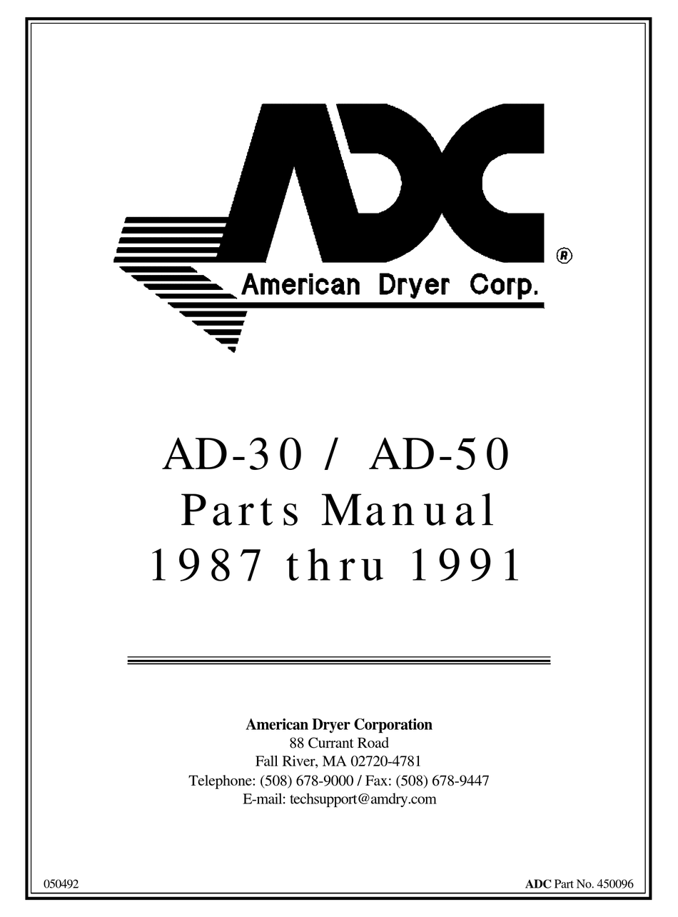 AMERICAN DRYER CORP. AD50 PARTS MANUAL Pdf Download ManualsLib