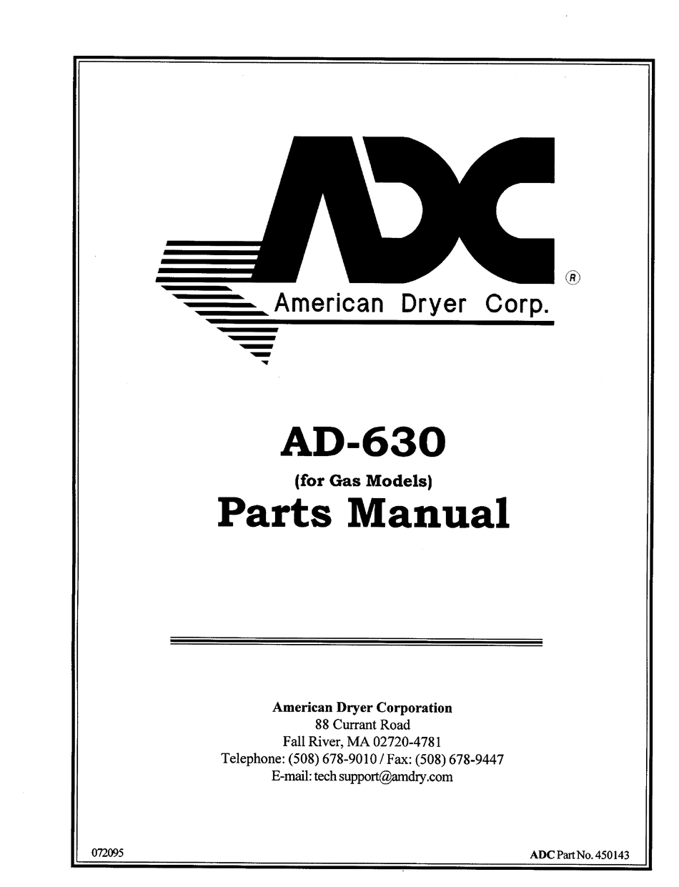 AMERICAN DRYER CORP. AD630 PARTS MANUAL Pdf Download ManualsLib
