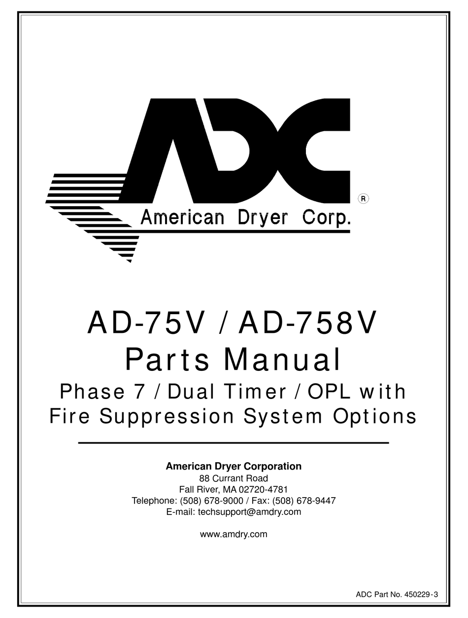 AMERICAN DRYER CORP. AD758V PARTS MANUAL Pdf Download ManualsLib